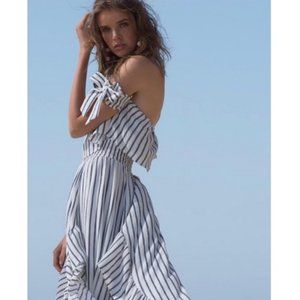 MISA LOS ANGELES Rosa Dress Midi w Blue stripes